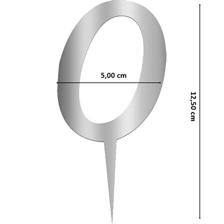 Pleksi Rakam Pasta Süsü, 12,5cm x 5cm - 1 Adet Gümüş 0