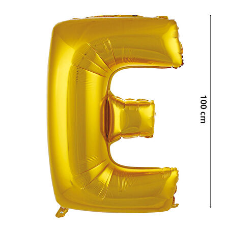 E Harf Folyo Balon, 100 cm - Altın