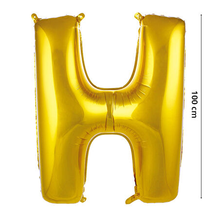 H Harf Folyo Balon, 100 cm - Altın