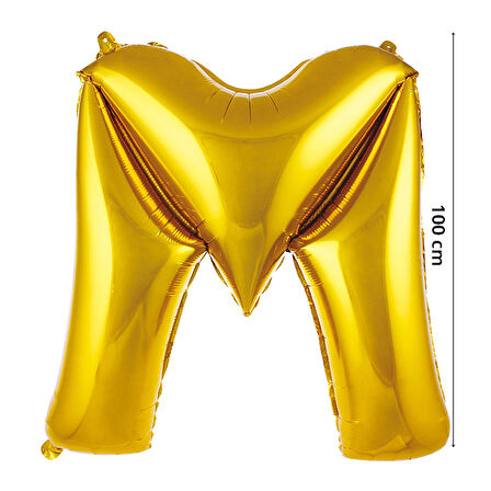 M Harf Folyo Balon, 100 cm - Altın
