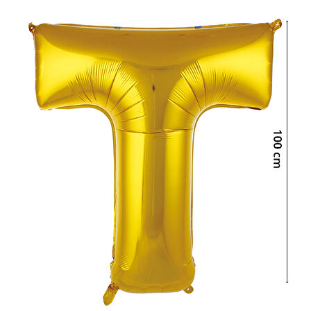 T Harf Folyo Balon, 100 cm - Altın