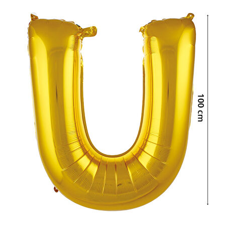 U Harf Folyo Balon, 100 cm - Altın