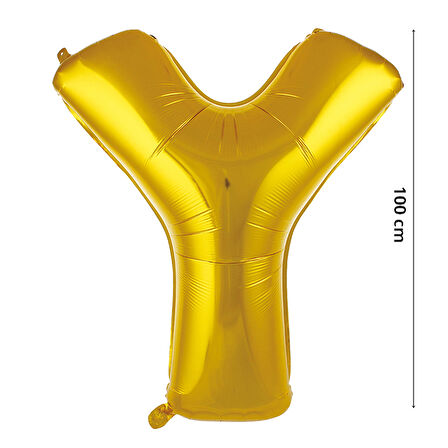 Y Harf Folyo Balon, 100 cm - Altın