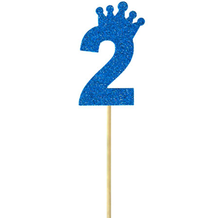 Eva Simli Rakam Pasta Süsü, 19cm x 7,5cm - 1 Adet Mavi 2