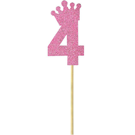 Eva Simli Rakam Pasta Süsü, 19cm x 7,5cm - 1 Adet Pembe 4