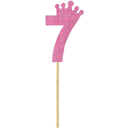 Eva Simli Rakam Pasta Süsü, 19cm x 7,5cm - 1 Adet Pembe 7