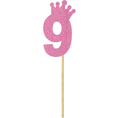 Eva Simli Rakam Pasta Süsü, 19cm x 7,5cm - 1 Adet Pembe 9