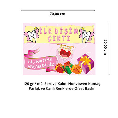 Dişim Çıktı Afiş, 70cm x 50cm - Pembe