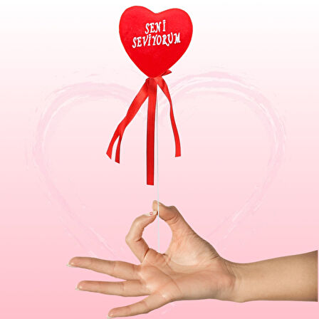 Seni Seviyorum Kalp Çubuk, 27 cm x 7 cm - 6 Adet