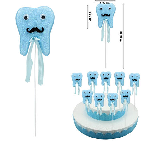 Diş Buğdayı Simli Çubuk Süs, Mavi, 30 Adet