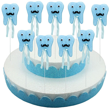 Diş Buğdayı Simli Çubuk Süs, Mavi, 30 Adet