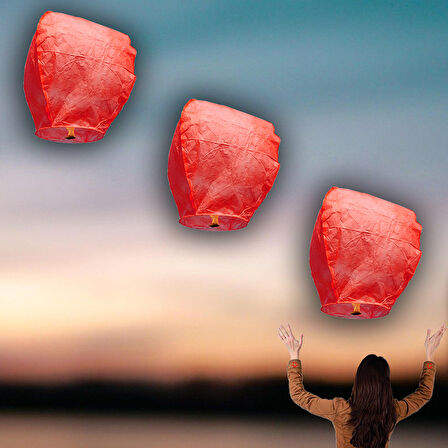 Dilek Feneri, Dilek Balonu Kırmızı - 3 Adet