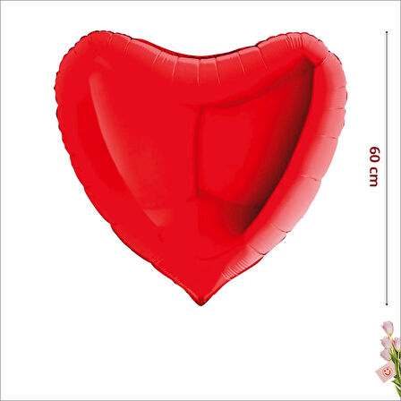 Kalp Folyo Balon, 60cm - Kırmızı