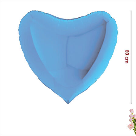 Kalp Folyo Balon, 60cm - Mavi