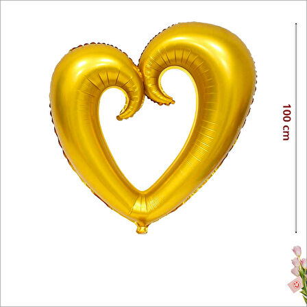 İçi Boş Kalp Folyo Balon, 100cm - Altın