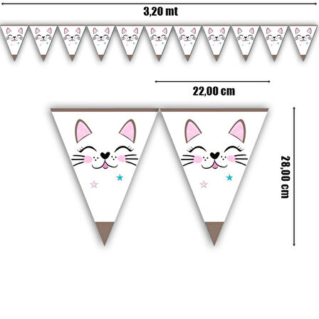 Miss Cat Üçgen Bayrak Flama - 3,20 mt.