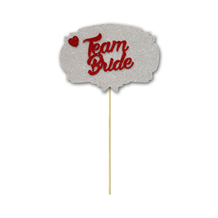 Team Bride Konuşma Balonu Çubuğu - Gümüş & Kırmızı