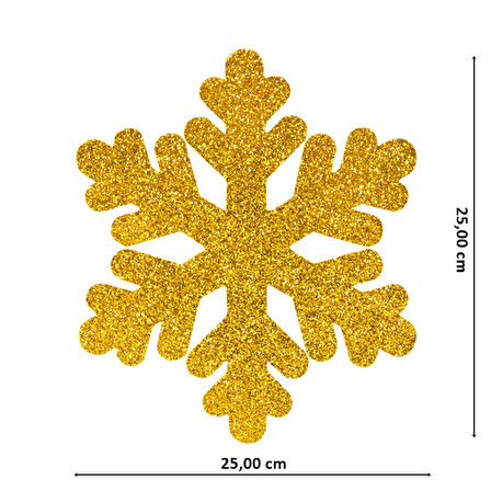 Yılbaşı Kar Tanesi Dekor Strafor Süs, 25 cm - Altın