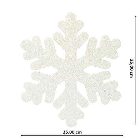 Yılbaşı Kar Tanesi Dekor Strafor Süs, 25 cm - Beyaz
