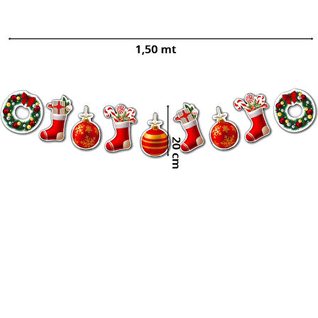 Yılbaşı Çelenk Dekoratif Banner - 1,5 mt