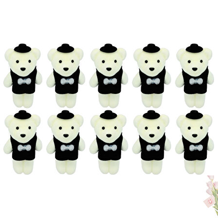 Minik Ayıcık SüS, 11cm x 6cm - Siyah - 10 Adet