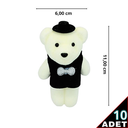 Minik Ayıcık SüS, 11cm x 6cm - Siyah - 10 Adet
