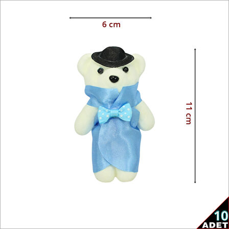 Minik Ayıcık SüS, 11cm x 6cm - Mavi - 10 Adet