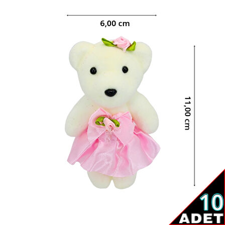 Minik Ayıcık Süs, 11cm x 6cm - Pembe - 10 Adet