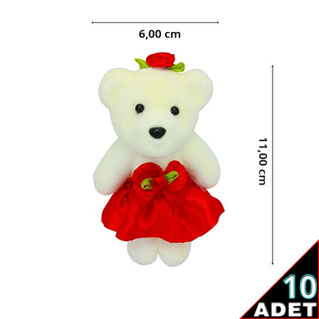 Minik Ayıcık SüS, 11cm x 6cm - Kırmızı - 10 Adet