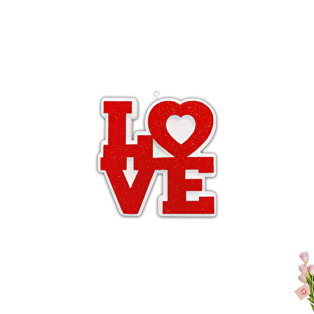 Love Strafor Süs, 25cm x 25cm - Kırmızı