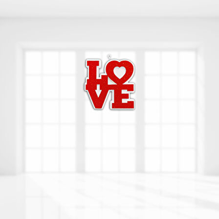 Love Strafor Süs, 25cm x 25cm - Kırmızı