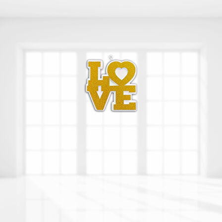 Love Strafor Süs, 25cm x 25cm - Altın