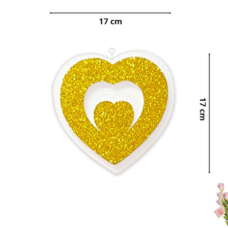 Kalp Sarkıt Strafor Süs, 17 cm x 4 Adet - Altın