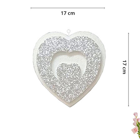 Kalp Sarkıt Strafor Süs, 17 cm x 4 Adet - Gümüş