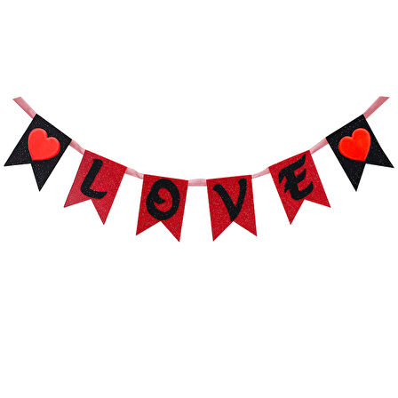 Kalpli Love, Simli Eva Uzar Yazı - 17cm x 115cm