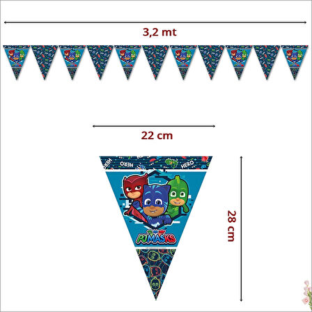 PijaMaskeliler Trend Üçgen Bayrak Flama - 3,2 mt