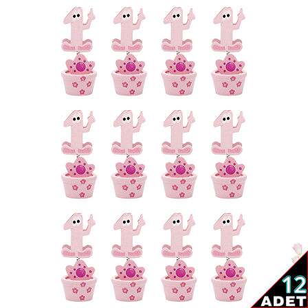 1 Yaş Figürlü Notluk, 12 Adet - Pembe