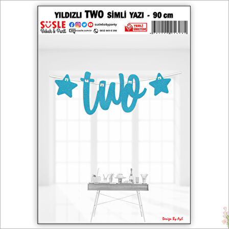 2 Yaş Yıldızlı Two Yazı, 90 cm - Mavi