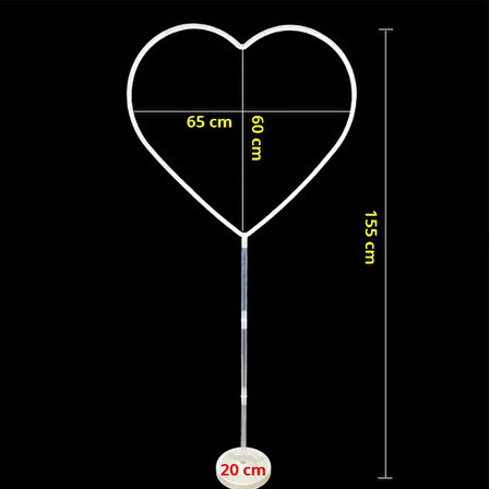 Kalp Balon Standı - 155cm x 65cm (Balonlar Hariç)