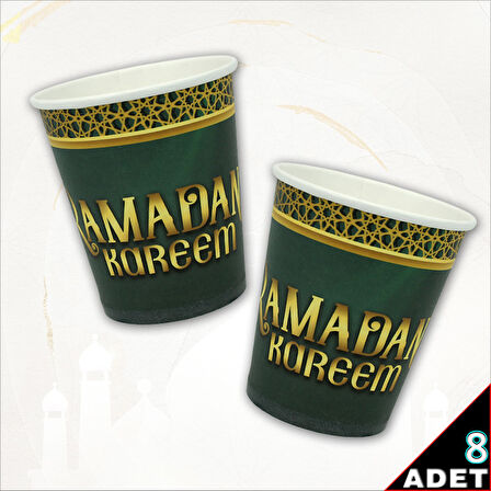 Ramadan Kareem Karton Bardak - 8 Adet كوب ورقي رمضان كريم