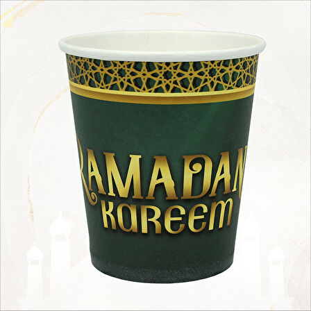 Ramadan Kareem Karton Bardak - 8 Adet كوب ورقي رمضان كريم
