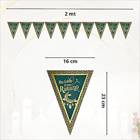 Hoşgeldin Ramazan Üçgen Bayrak Flama - 2 mt