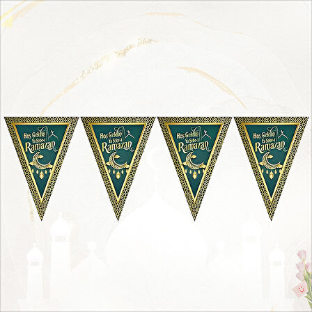 Hoşgeldin Ramazan Üçgen Bayrak Flama - 2 mt