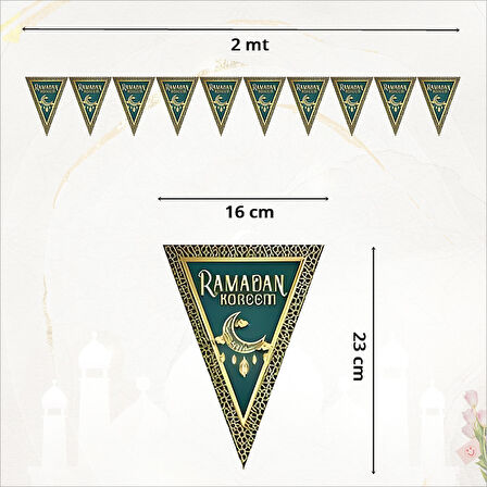 Ramadan Kareem Üçgen Bayrak Flama - 2 mt