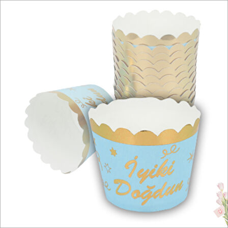 CupCake KeK Kapsülü İyiki Doğdun, 12 Adet - Mavi