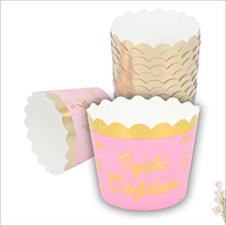 CupCake KeK Kapsülü İyiki Doğdun, 12 Adet - Pembe