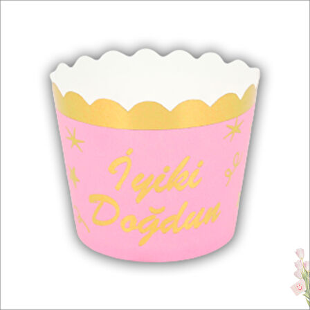 CupCake KeK Kapsülü İyiki Doğdun, 12 Adet - Pembe
