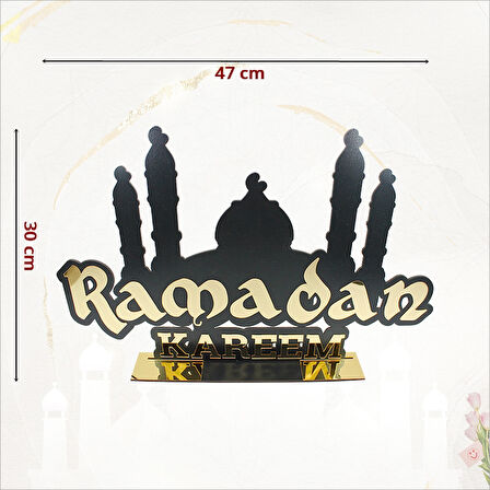 Ramadan Kareem Pleksi Dekoratif Masa Süsü, 47cm x 30cm