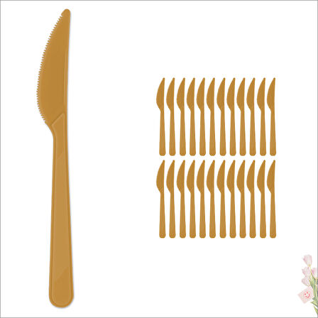 Plastik Bıçak, Altın - 25 Adet