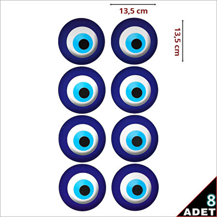 Nazar Boncuğu Dekoratif Duvar 3D Sticker - 13,5cm x 8 Adet